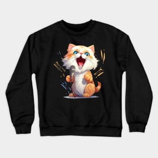 Funny Singing cat in cartoon style Crewneck Sweatshirt